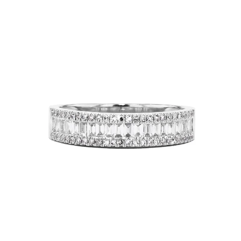 Rings with double bands for modern twist -4.6mm Petite Baguette Diamond Ring