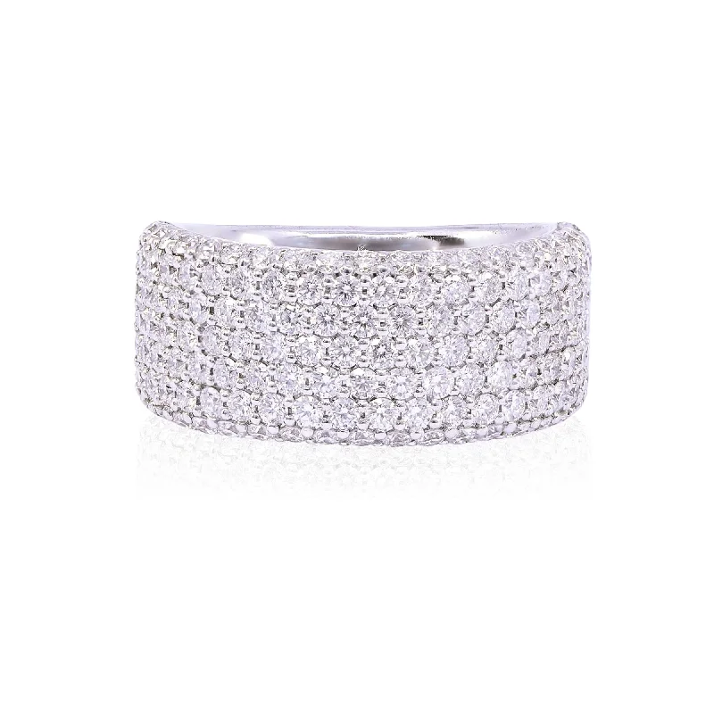 Rings with branch-inspired bands for organic -14K WHITE GOLD DIAMOND WIDE PAVE RING - 1.97CTW