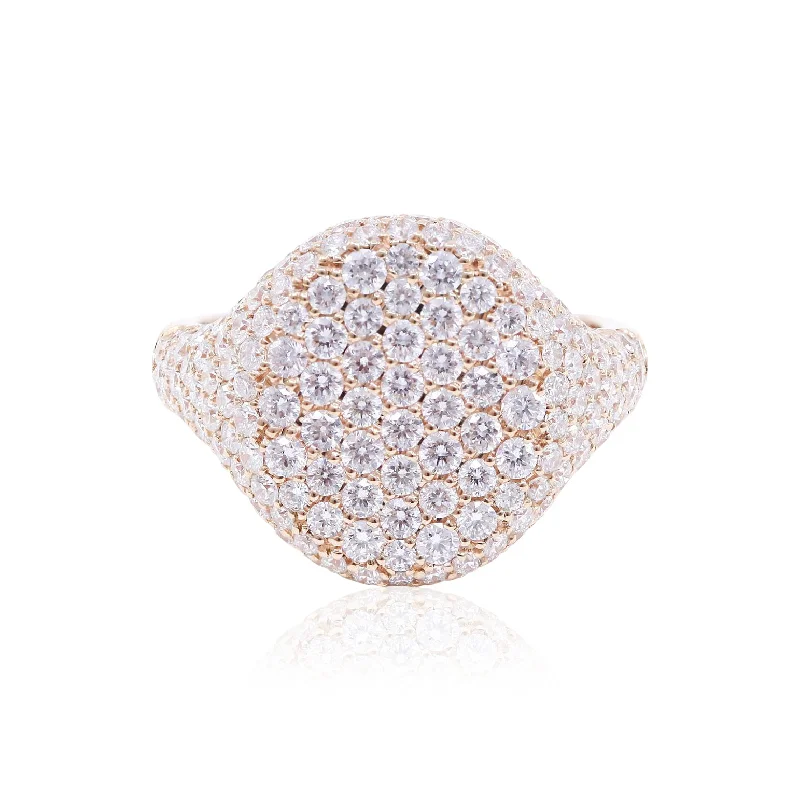 Rings with tourmaline gems for bold hues -18K ROSE GOLD PAVE DIAMOND FLAT TOP COCKTAIL RING 2.30CTW