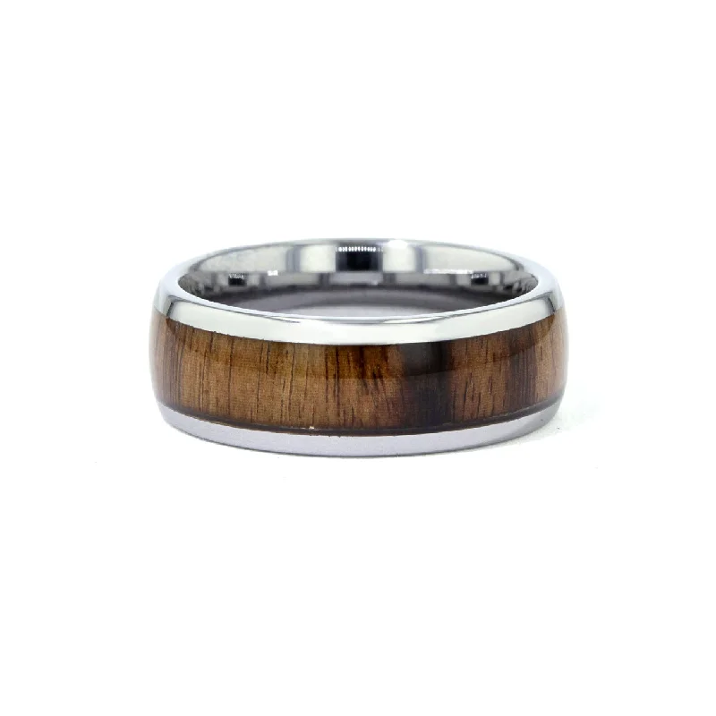 Rings with vine-wrapped bands for nature -8.0mm Wood Inlay Tungsten Ring