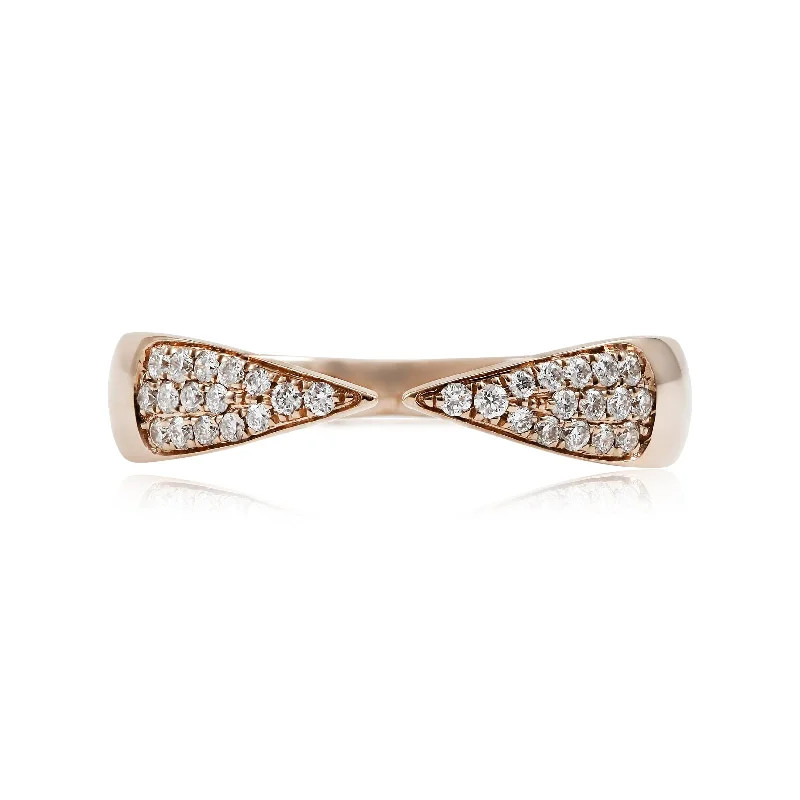 Statement rings with large geometric opal gems -14K ROSE GOLD PAVE BOWTIE RING 0.17CTW