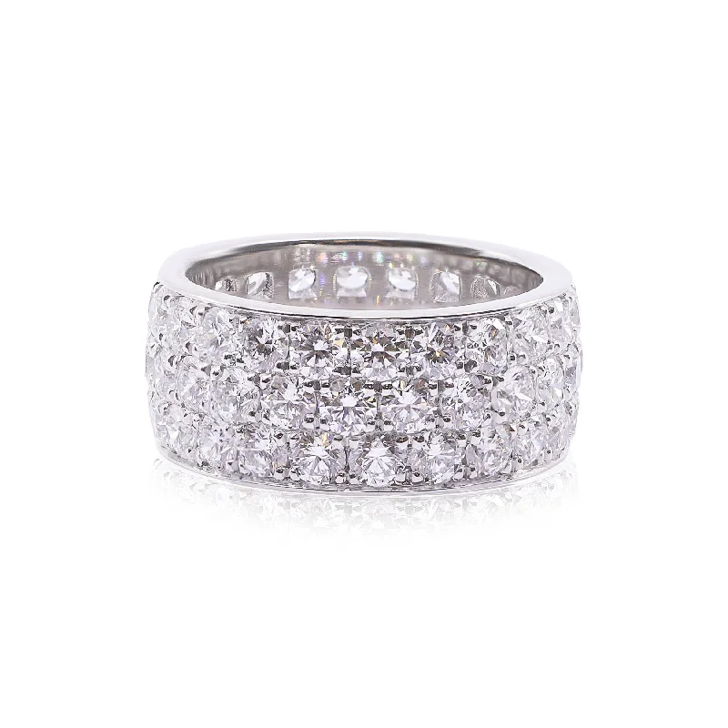 Rings with branch-inspired bands for organic -MARK PATTERSON PLATINUM 9MM TRIPLE ROW DIAMOND ETERNITY RING 5.77CTW