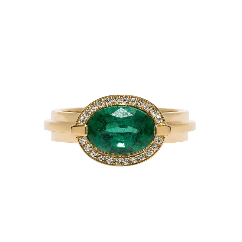 Rings with coral stones for vibrant pop -Emerald Staircase Floating Ring