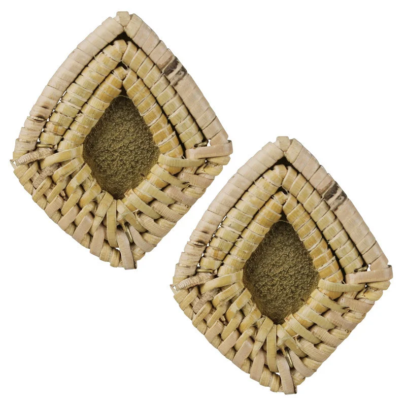 Rings with adjustable bands for perfect fit -Biscayne Rattan Diamond Post Earring