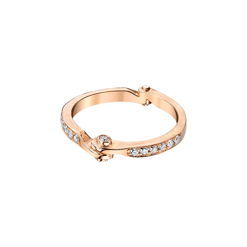 Rings with floral halo diamond arrangements -Diamond Handcuff Ring - Rose Gold