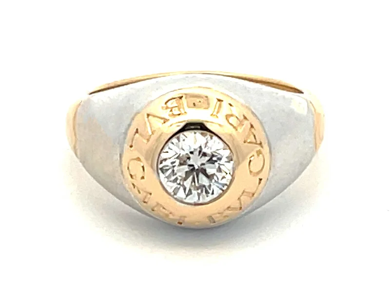 Rings with vintage-inspired rose-cut diamonds -Bvlgari Diamond Ring in 18K White and Yellow Gold