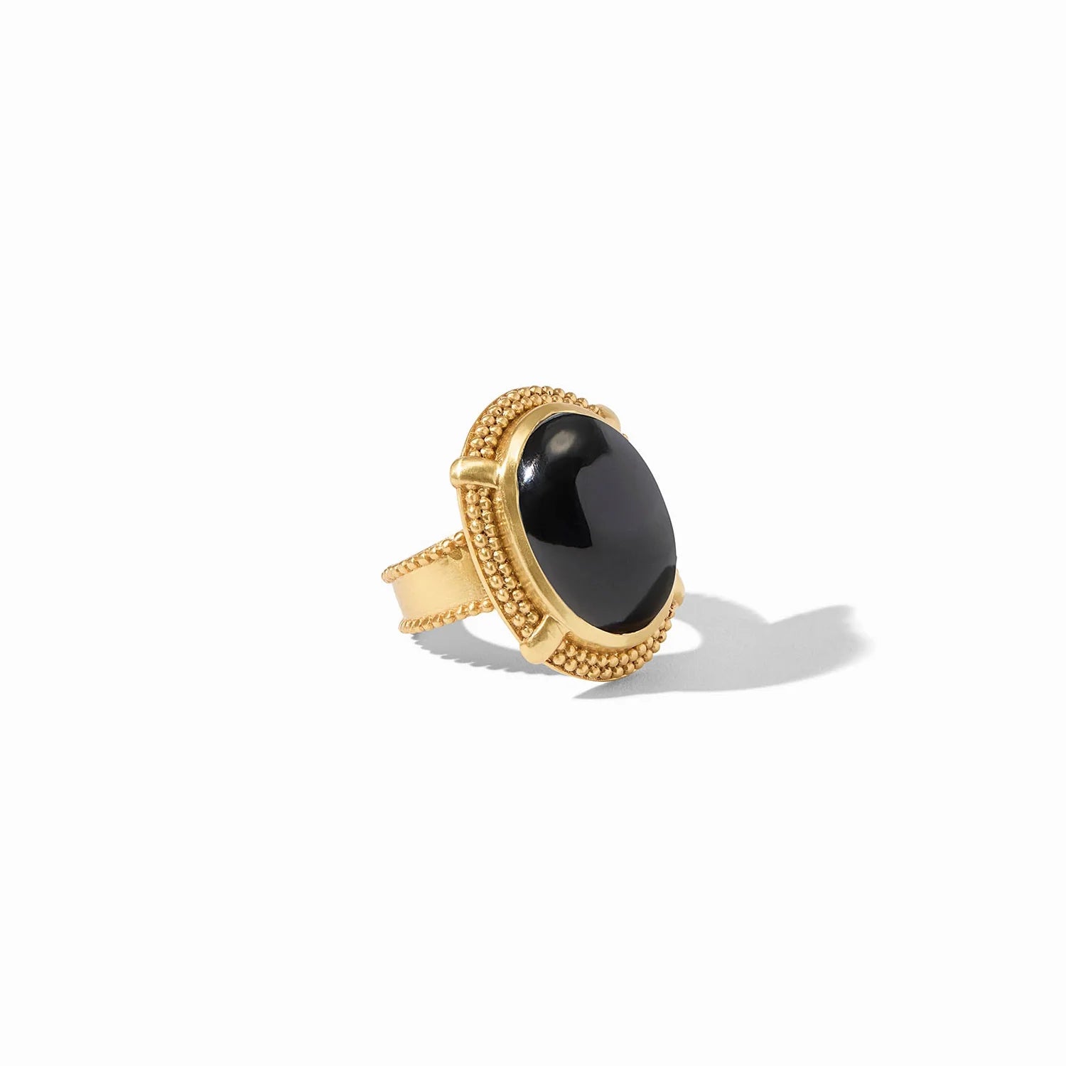 Rings with faceted aquamarine for sea glow -Cabochon Statement Ring in Obsidian Black