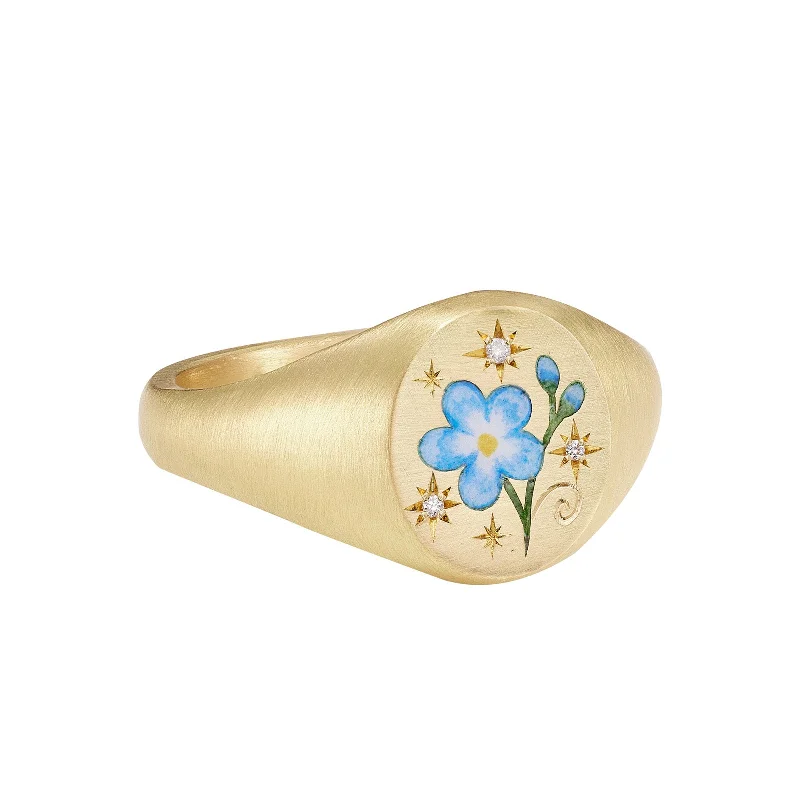 Rings with polished opal for iridescent beauty -Forget Me Not Ring