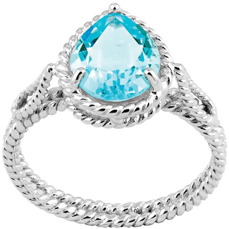 Rings with wave patterns for ocean vibes -Classic Women's Blue Topaz Twisted Wire Ring - W-9256