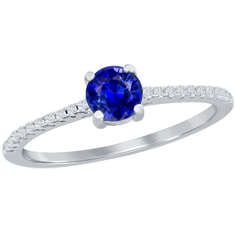 Rings with vintage claw prongs for elegance -Classic Women's Sapphire and White Topaz Ring - W-2855