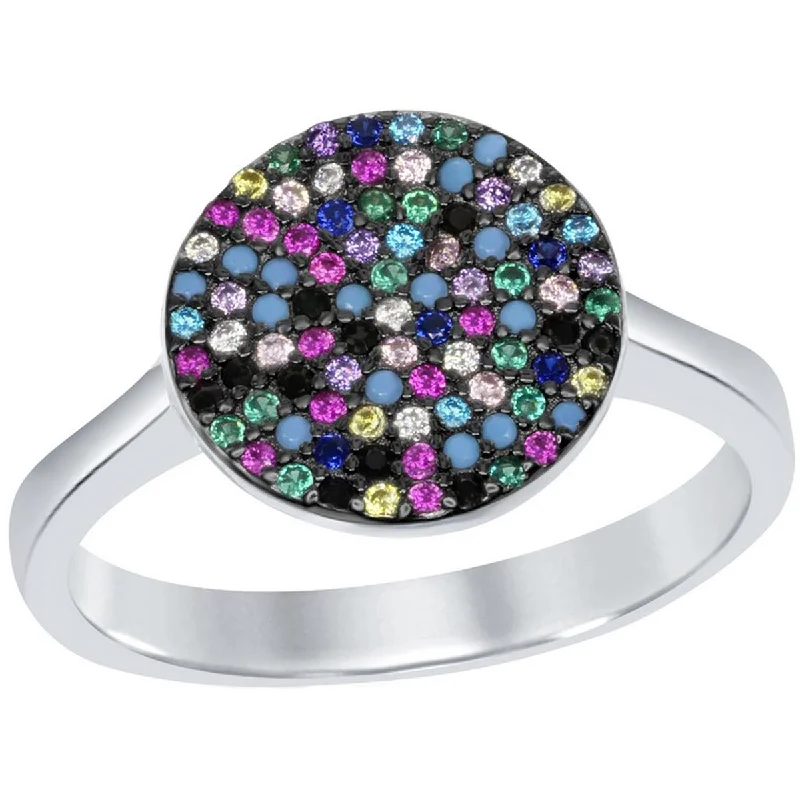 Rings with infinity loops for timeless love -Classic Women's Silver Round Multi-Color CZ Ring - W-1911