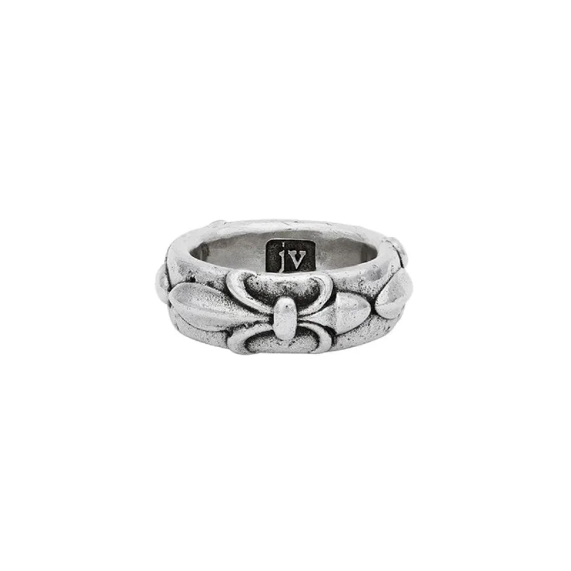 Sterling silver rings with vibrant turquoise stones -JOHN VARVATOS MEN'S STERLING SILVER FLEUR DE LIS RING