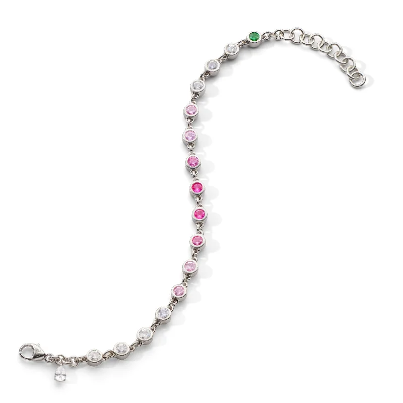 Rings with knot motifs for symbolic love -MONICA RICH KOSANN STERLING SILVER WHITE AND PINK SAPPHIRE TENNIS BRACELET