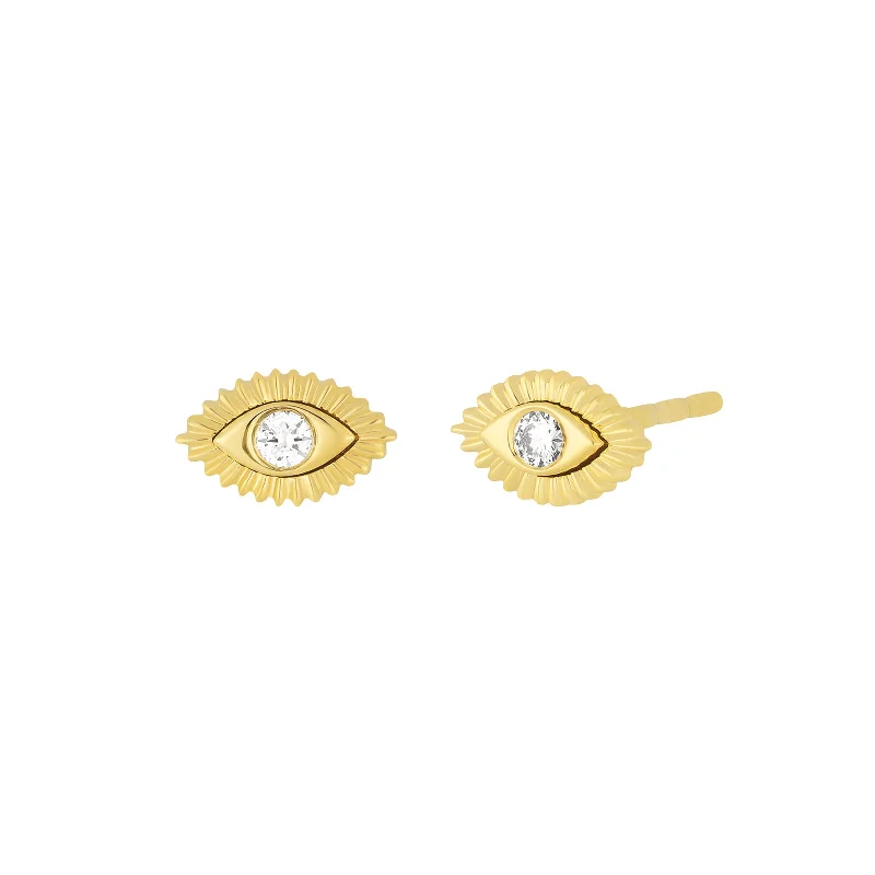 Rings with gothic rose quartz for drama -Evil Eye Protection Stud Earring