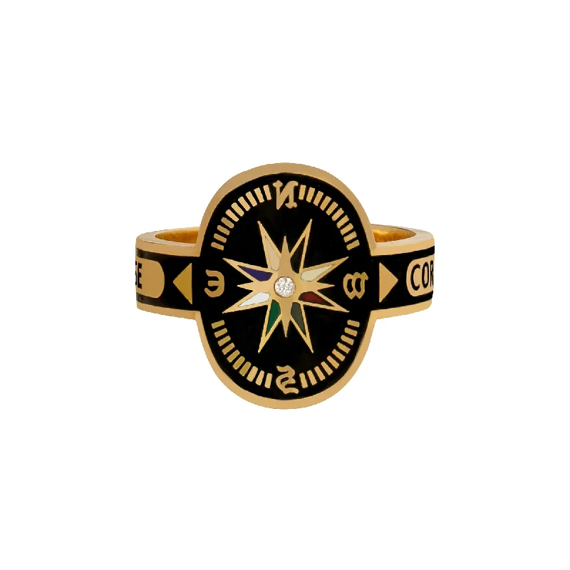 Rings with pave-set gemstones for brilliance -Internal Compass Ring