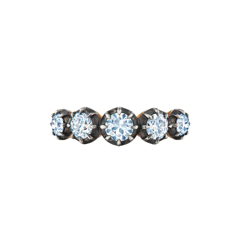 Rings with birthstone clusters for personalization -Collet 5 Stone Diamond Ring