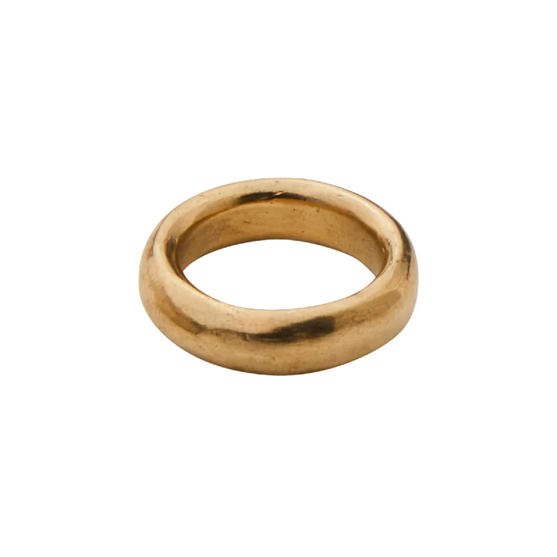 Minimalist rings with tiny diamond dot accents -Donut Ring - Yellow Gold