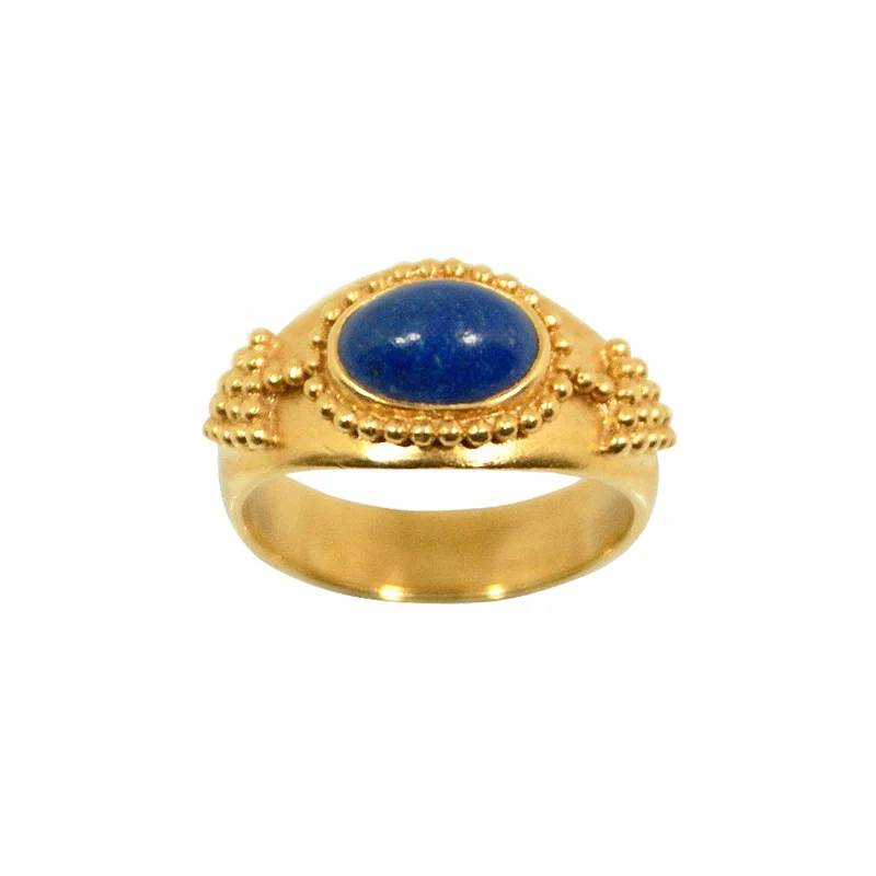 Rings with birthstone clusters for personalization -Granulation and Lapis Hellenistic Ring