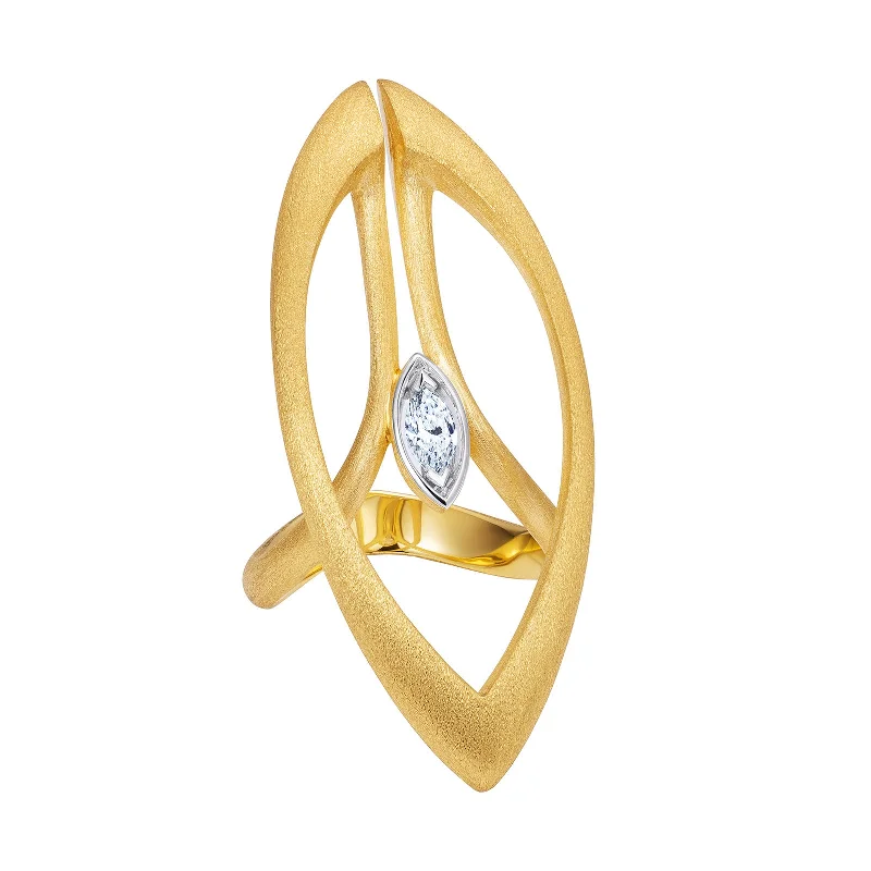 Minimalist rings with tiny diamond dot accents -Eye Motif Ring