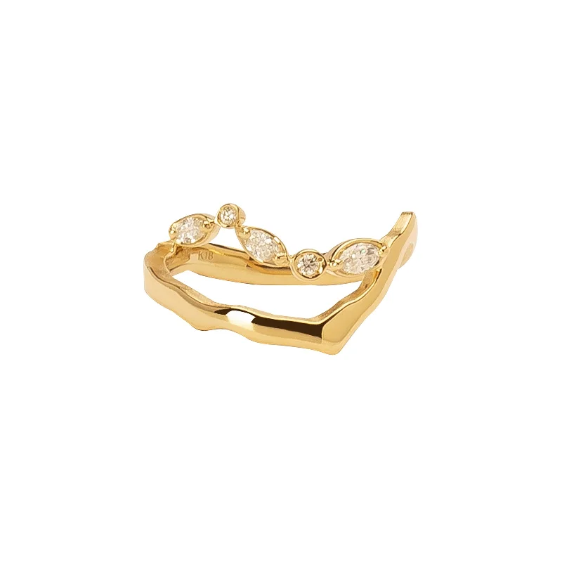 Dainty rings with subtle engraved star motifs -Kintsugi Float Diamond Ring I