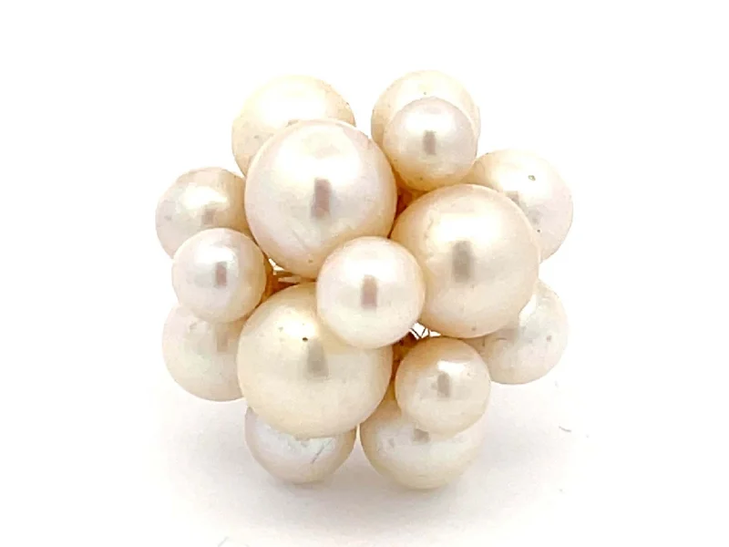 Rings with oxidized silver for antique appeal -Mings Akoya Pearl Ring in 14k Yellow Gold