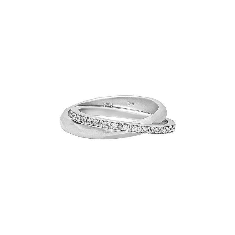 Rings with pave-set gemstones for brilliance -Double Rolling Ring