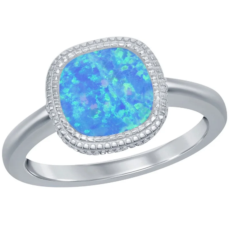 Rings with aventurine gems for green luck -Opalata Women's Sterling Silver Blue Opal Ring - W-2522