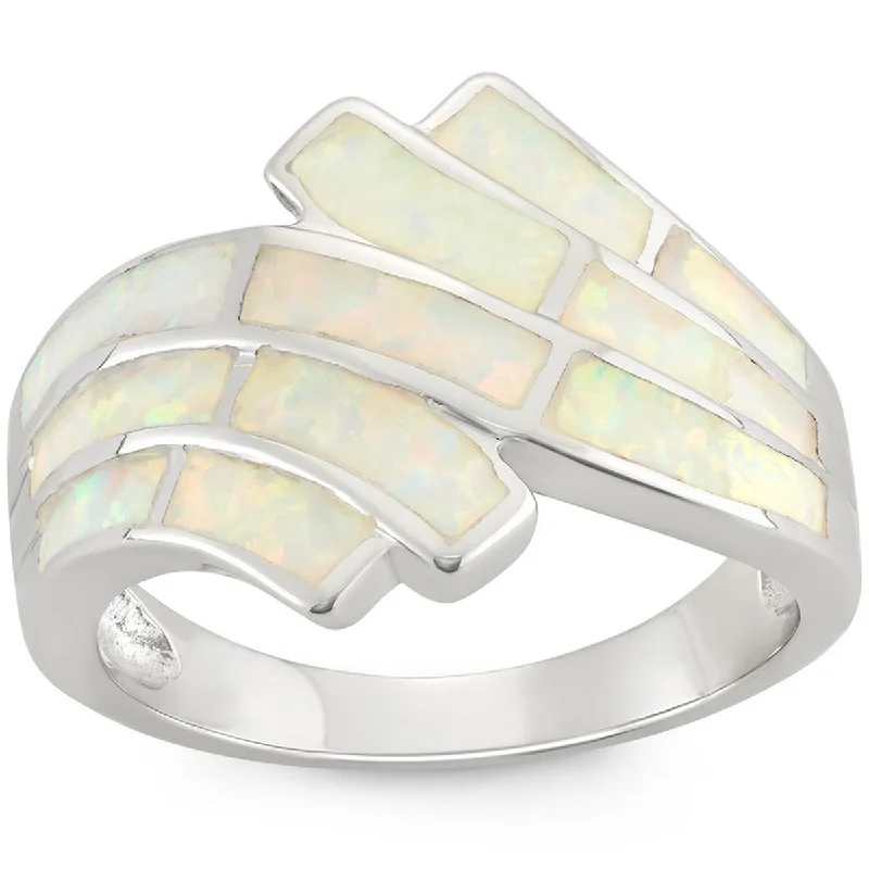 Rings with topaz stones for icy blue -Opalata Women's Sterling Silver White Opal Ring - W-9959