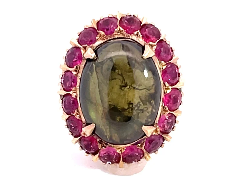 Rings with carved onyx for bold sleekness -Star Sapphire Ruby Halo Ring in 18k Yellow Gold