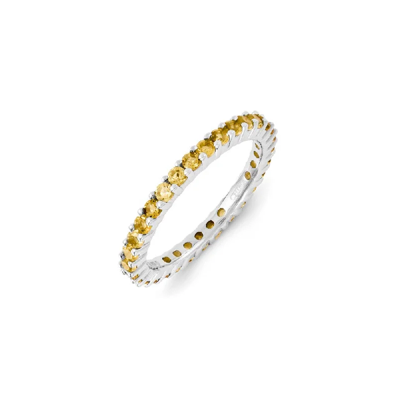 Rings with tourmaline gems for bold hues -Sterling Silver Stackable Expressions Citrine Ring | QSK1177