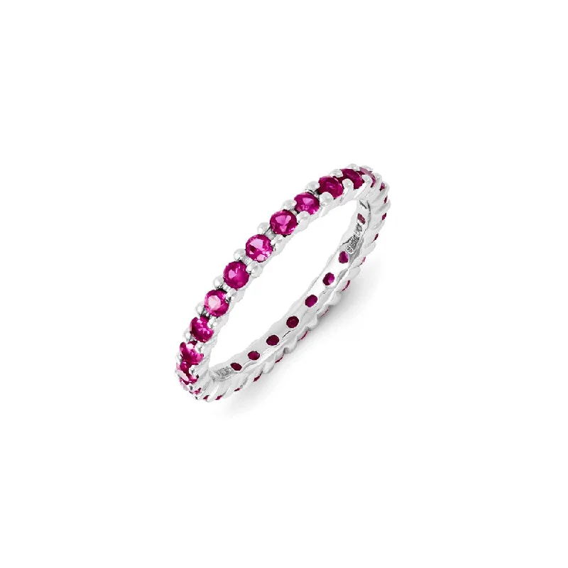 Engagement rings with classic solitaire ruby stones -Sterling Silver Stackable Expressions Created Ruby Ring | QSK1213