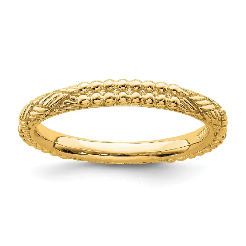 Chunky rings with hammered gold band texture -Sterling Silver Stackable Expressions Gold-plated Patterned Ring | QSK1562