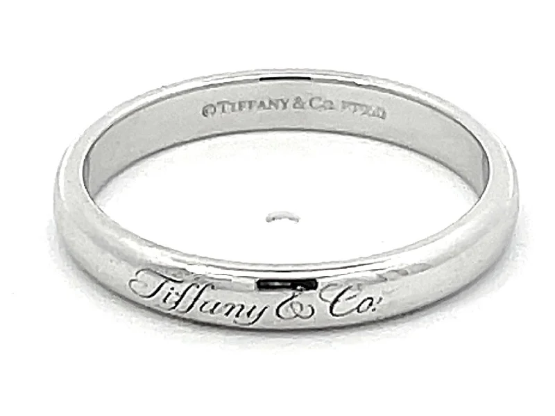 Rings with polished jade for smooth calm -Vintage Tiffany & Co. Wedding Band Ring in Platinum 3 mm Wide